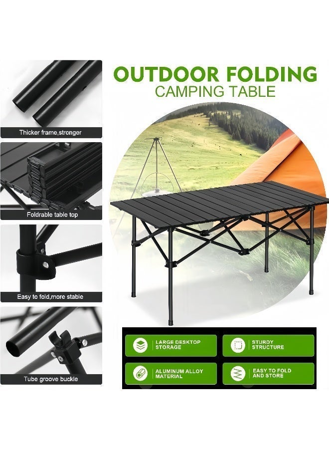 BLOOMING TIME Lightweight Folding Camping Table – Portable Outdoor Picnic, BBQ, Beach & Fishing Table with Carry Bag, Strong X-Frame Stability 95×55×50 cm - Image 3